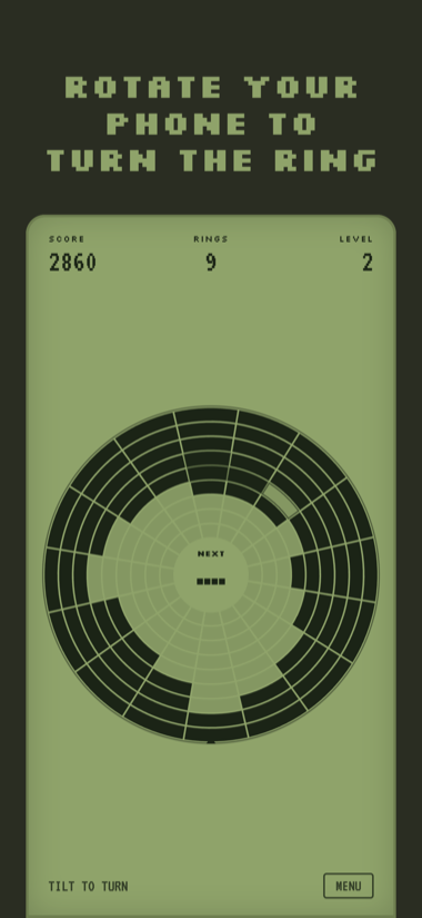 Circular Bricks gameplay: a ring board with bricks falling from the center outward